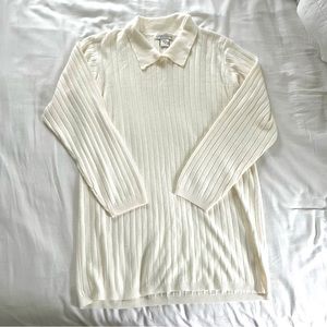 Vintage Cream Collared Long Sweater / Sweater Dress